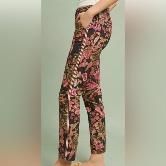 Anthropologie Relaxed Floral Print Chino Pants with Side Trim Size 28 - Picture 2 of 5